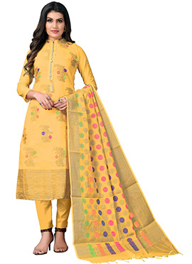 Buy Gold Women Churidar Suit Online 