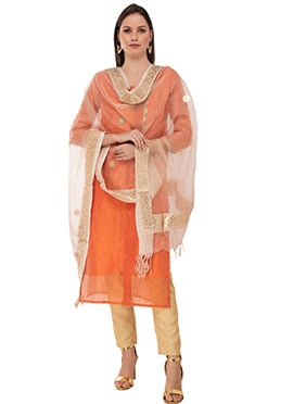 Light Golden Gotta Patti Work Dupatta