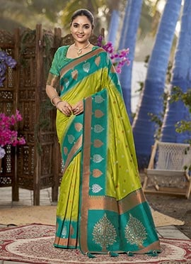 Light Green Banarasi Silk Jacquard Woven Saree