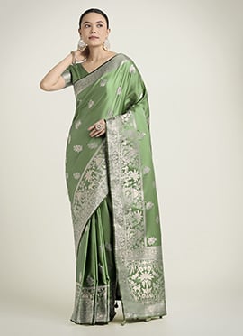Light Green Banarasi Silk Zari Woven Saree