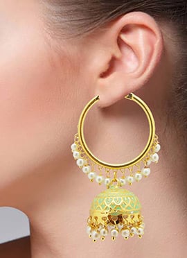 Light Green Beads Meenakari Jhumka