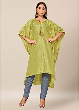 Light Green Dola Silk Kaftan