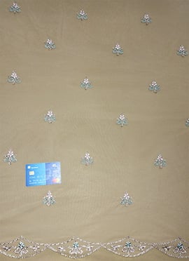 Light Green Foil Printed Net Fabric