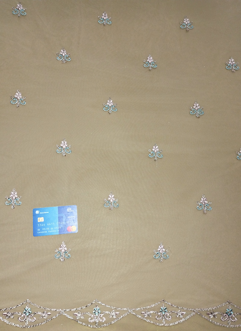 Light Green Foil Printed Net Fabric