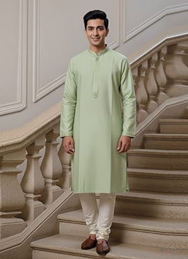 Light Green Jacquard Embroidered Kurta Pyjama