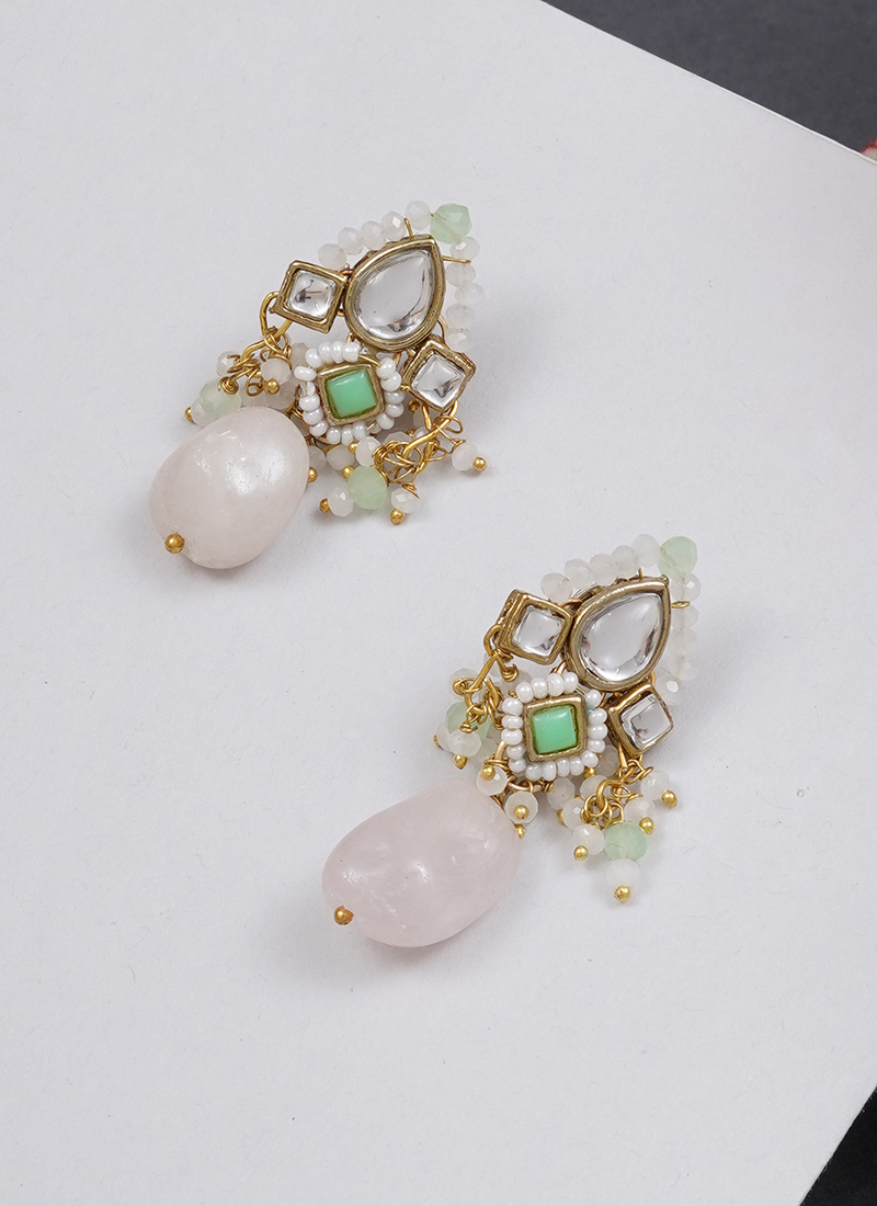 Light Green Kundan And Beads With Moti Drops Festive Wear