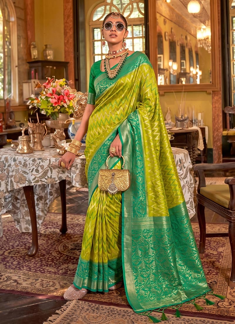 Light Green Silk Zari Saree Festive Wear