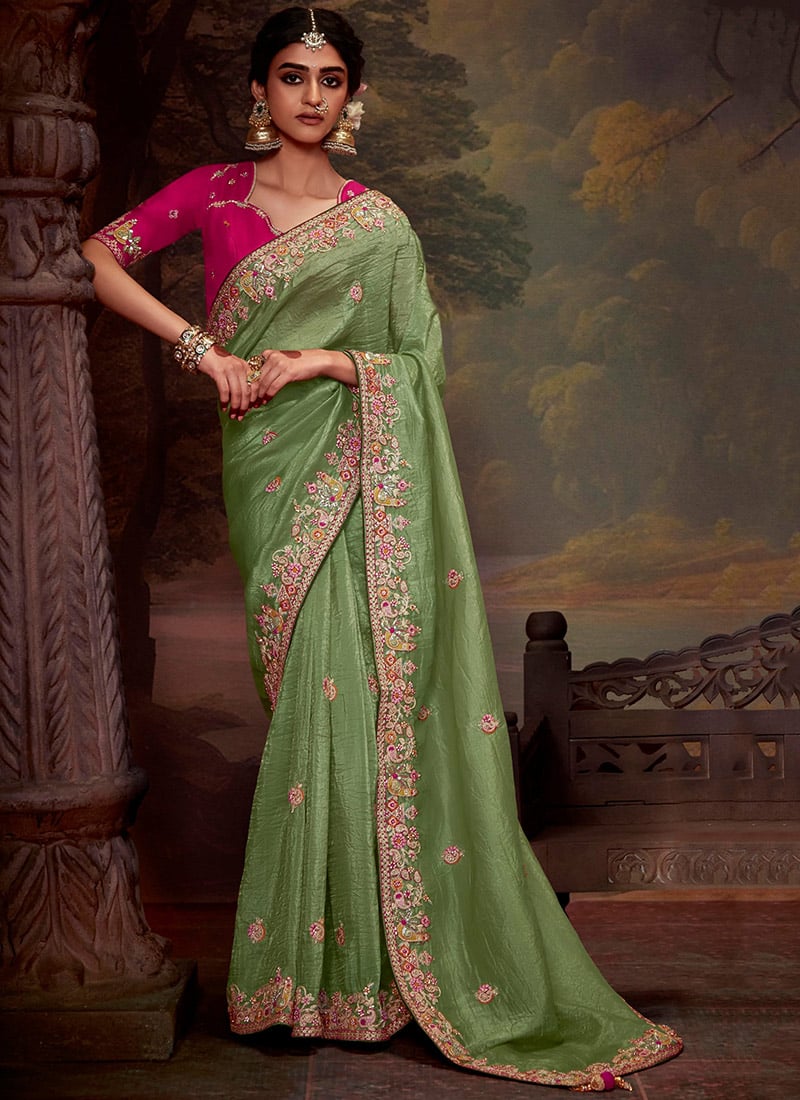 Ethnic Faux Georgette Sequins Saree Party Wear