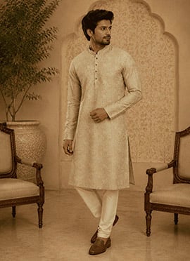 Light Green Viscose Rayon Printed Kurta For Men