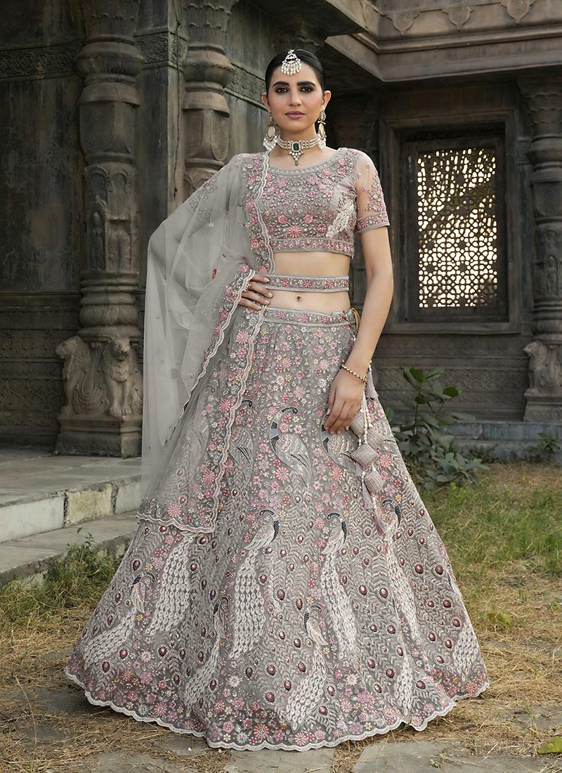 Beige Bridal Lehenga With Sequin And Zari Work