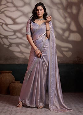 Light Mauve Silk Cut Dana and Zarkan Saree