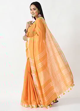 Light Orange Linen Sari