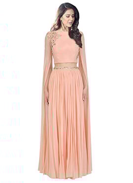 Light Peach Embroidered Skirt Set