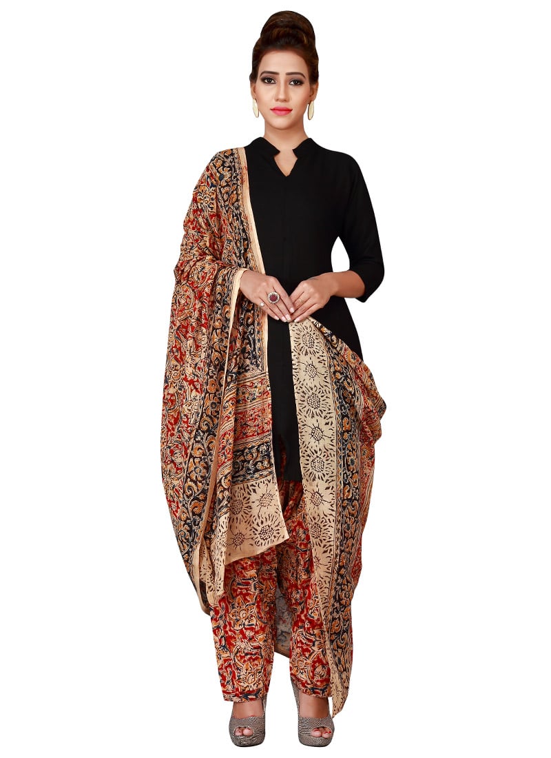 Light Peach N Red Cotton Patiala Pant