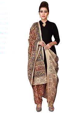 Light Peach N Red Cotton Patiala Pant