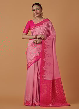Light Pink Banarasi Silk Zari Woven Saree