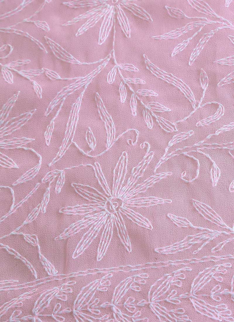 pink chikankari fabric