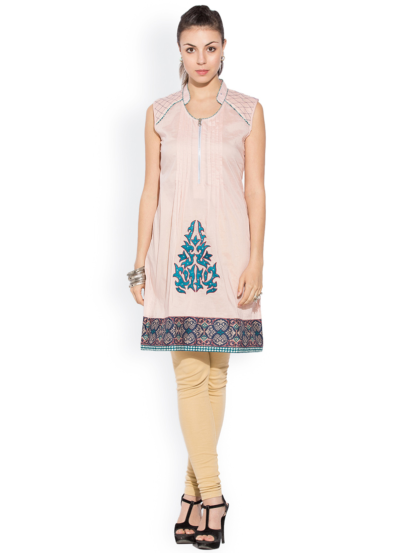 Light Pink Cotton Plus Size Kurti After Six Wear