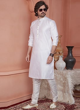 Light Pink Jacquard Banarasi Silk Zari Work Kurta Pyjama For Men