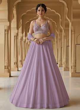 Lilac Georgette Zari Sequins Lehenga Set