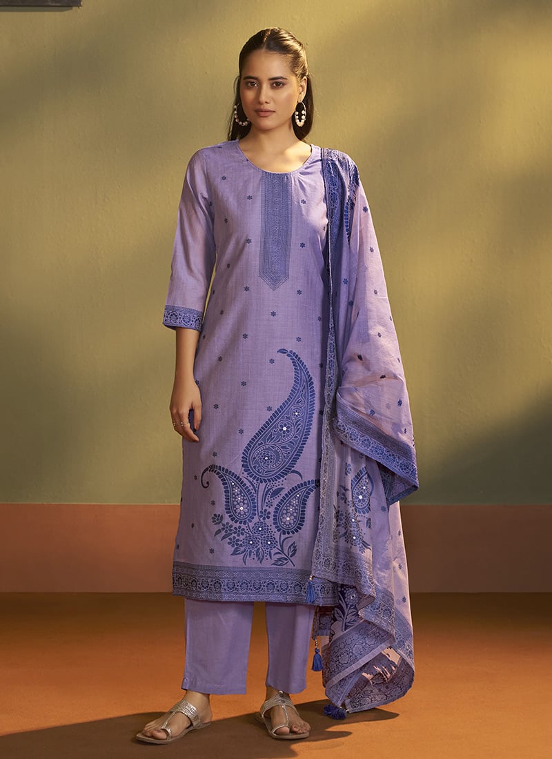 Lilac Purple Silk Jacquard Straight Pant Suit After Six Wear