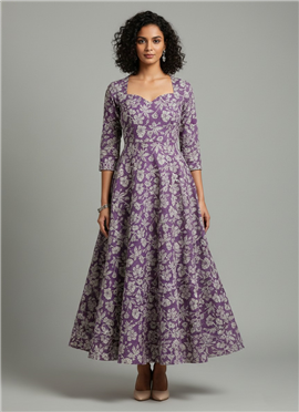 Lilac Rayon Floral Maxi Dress