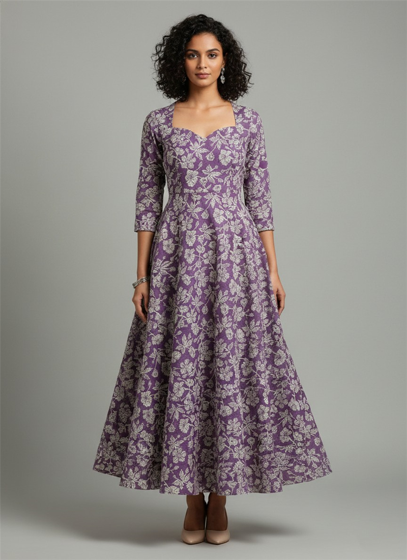 Lilac Rayon Floral Maxi Dress After Six Wear