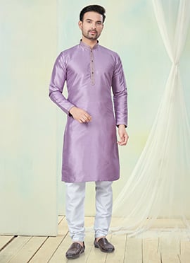 Lilac Silk Kurta Pyjama For Men