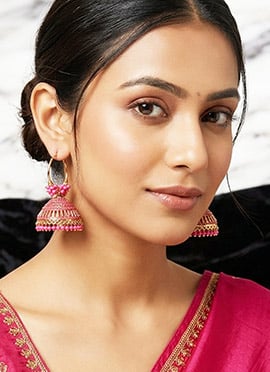 Lovely Pink Beaded Jhumka