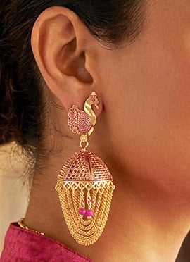 Lovely Pink Beaded Jhumka