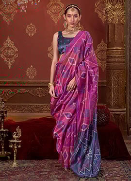 Lovely Pink Silk Ikkat Print Saree
