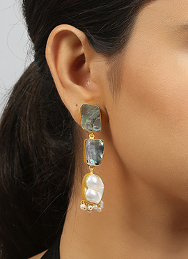 Lustrous Green Alloy Stones Danglers