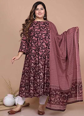Luxurious Blended Cotton Printed Anarkali Suit