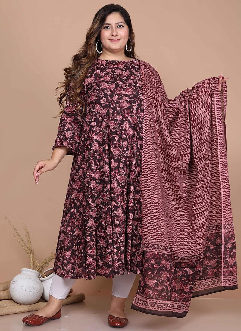 Luxurious Blended Cotton Printed Anarkali Suit After Six Wear