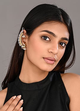 Luxurious Gold Pearl Stone Ear Cuff