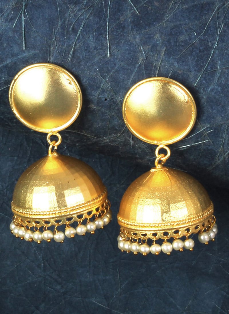 Luxurious Gold Plated Alloy Jhumka Party Wear