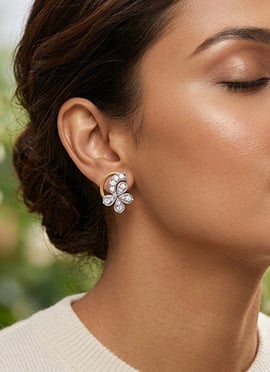 Luxurious Golden 925 Sterling Silver Moissanite Jewelry Stud Earrings