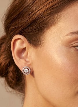 Luxurious Rose Gold Plated 925 Sterling Silver Moissanite Stone Stud Earrings