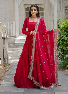 Luxurious Sequins Work Dupatta With Long Gown