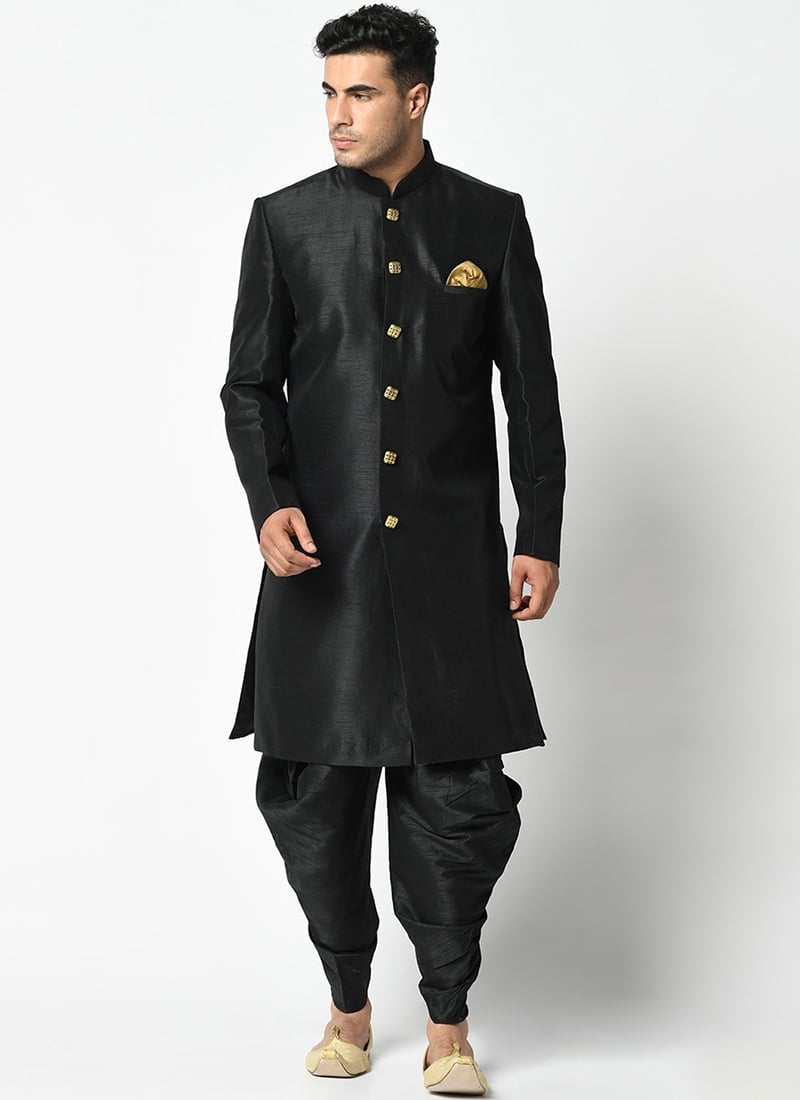 Luxurious Silk Dupion Dhoti Style Indowestern Sherwani Party Wear