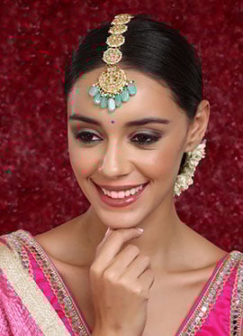 Maangtikka In Gold Plated With Kundan And Pearl Work