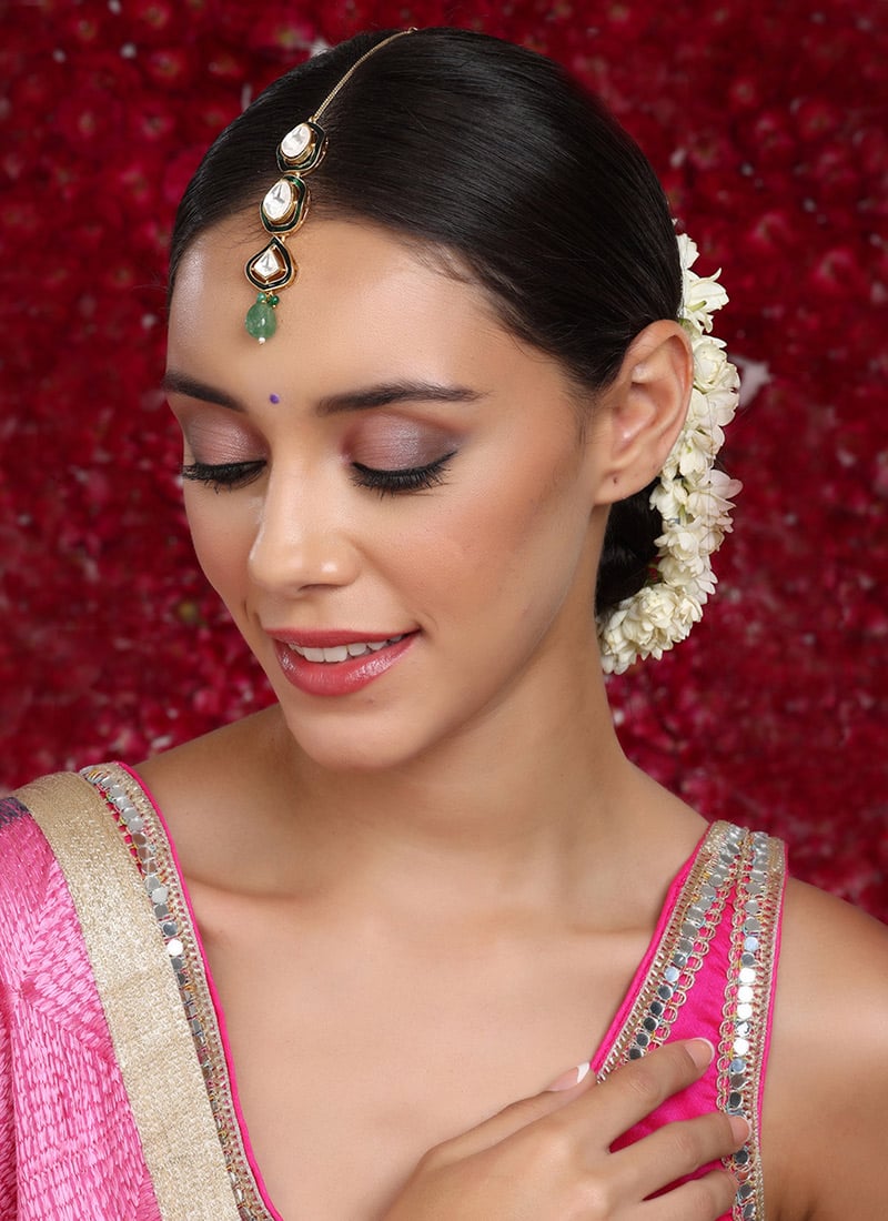 Maantikka In Green With Kundan And Meenakari Work Festive Wear
