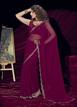 Magenta Georgette Stone Work Saree