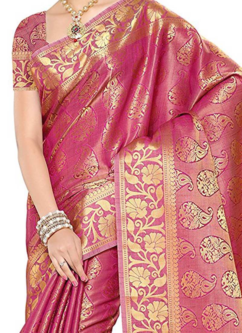 Buy Magenta Kancheepuram Art Silk Saree, Kancheepuram , Zari, sari