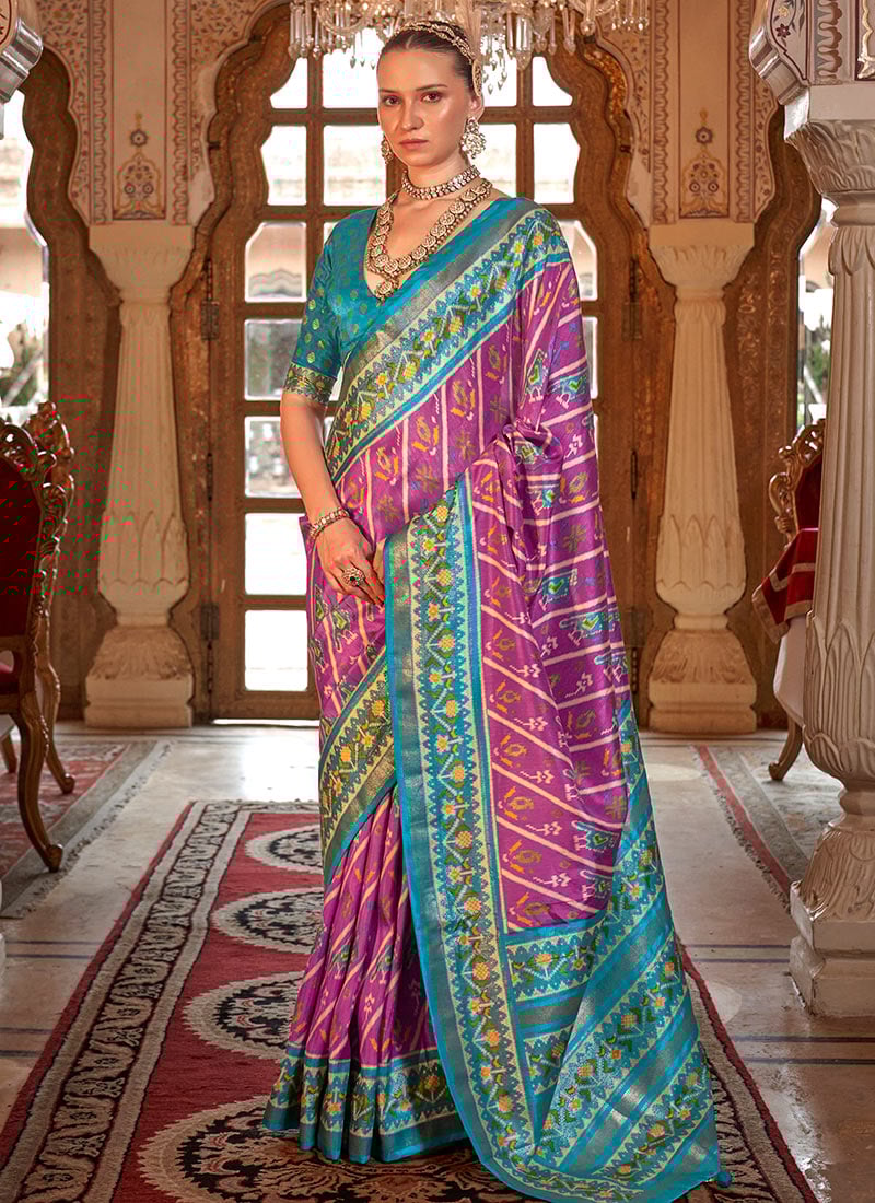 Magenta PV Silk Digital Patola Print Saree