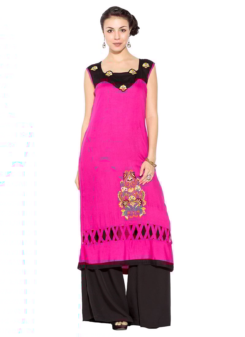 Magenta Viscose Long Kurti After Six Wear