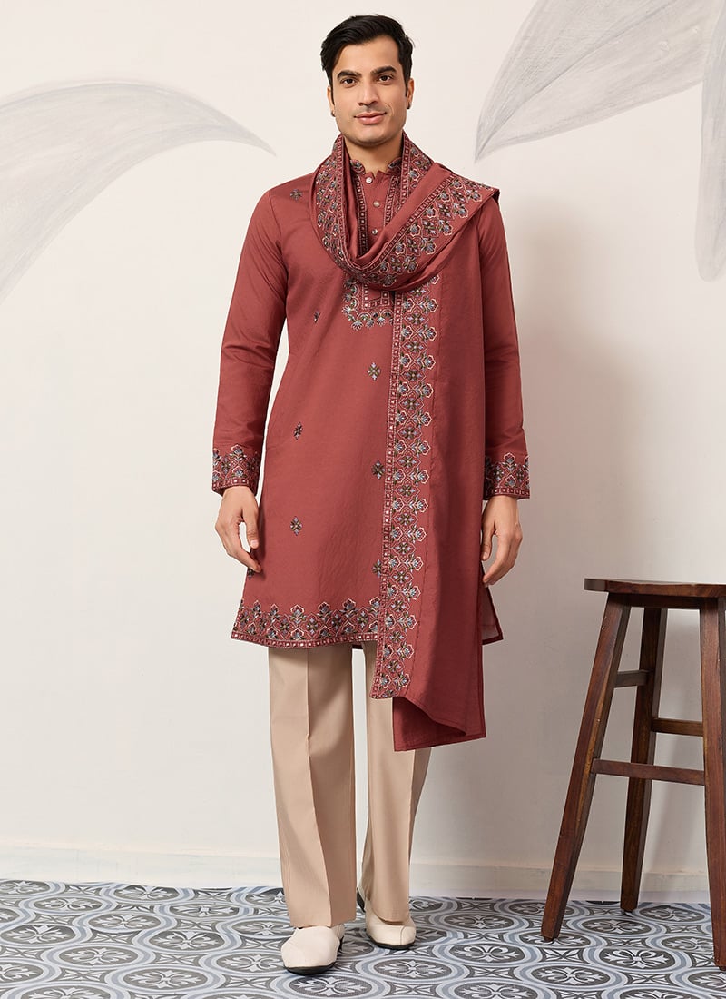 Magnificent Green Viscose Silk Embroidered Sequins Thread Kurta