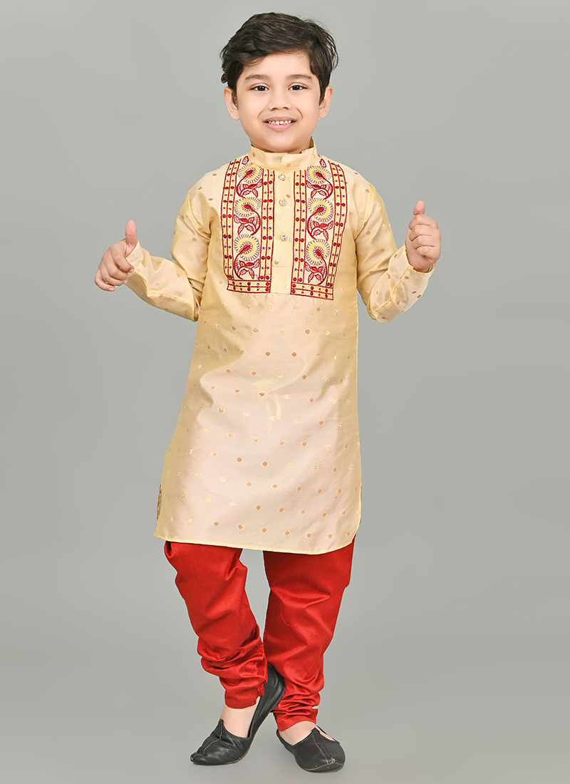 Magnificent Silk Dupion Kids Boys Kurta Pyjama Party Wear