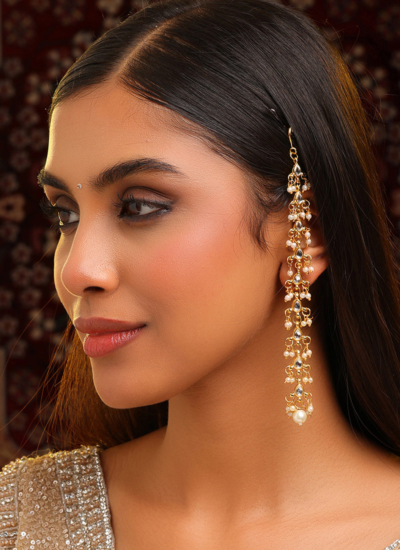 Majestic Green Kundan Beads Danglers Festive Wear