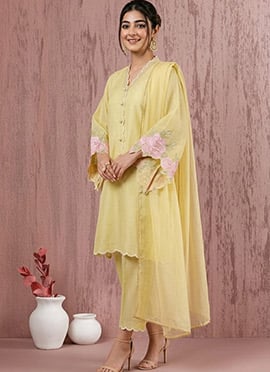 Majestic Green Satin Blend Embroidered Resham Straight Pant Suit